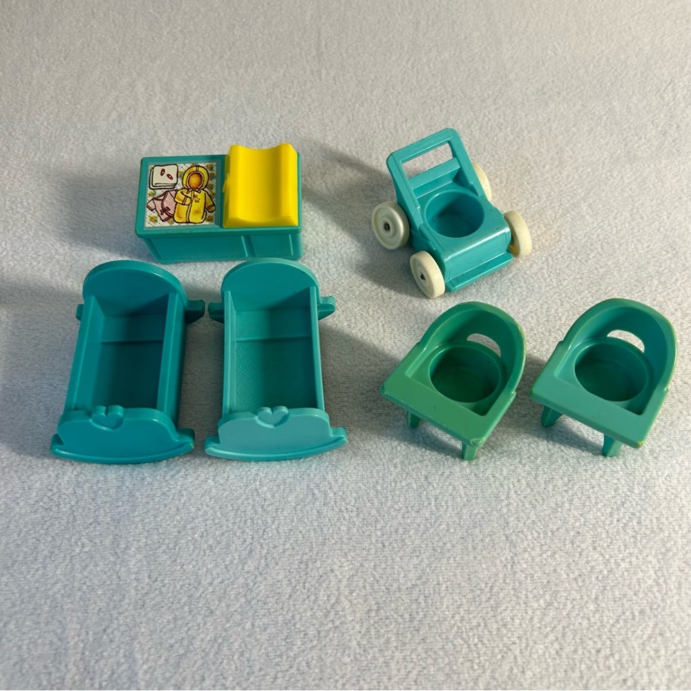 Fisher-Price vintage blue baby nursery furniture  1970s 6 pieces